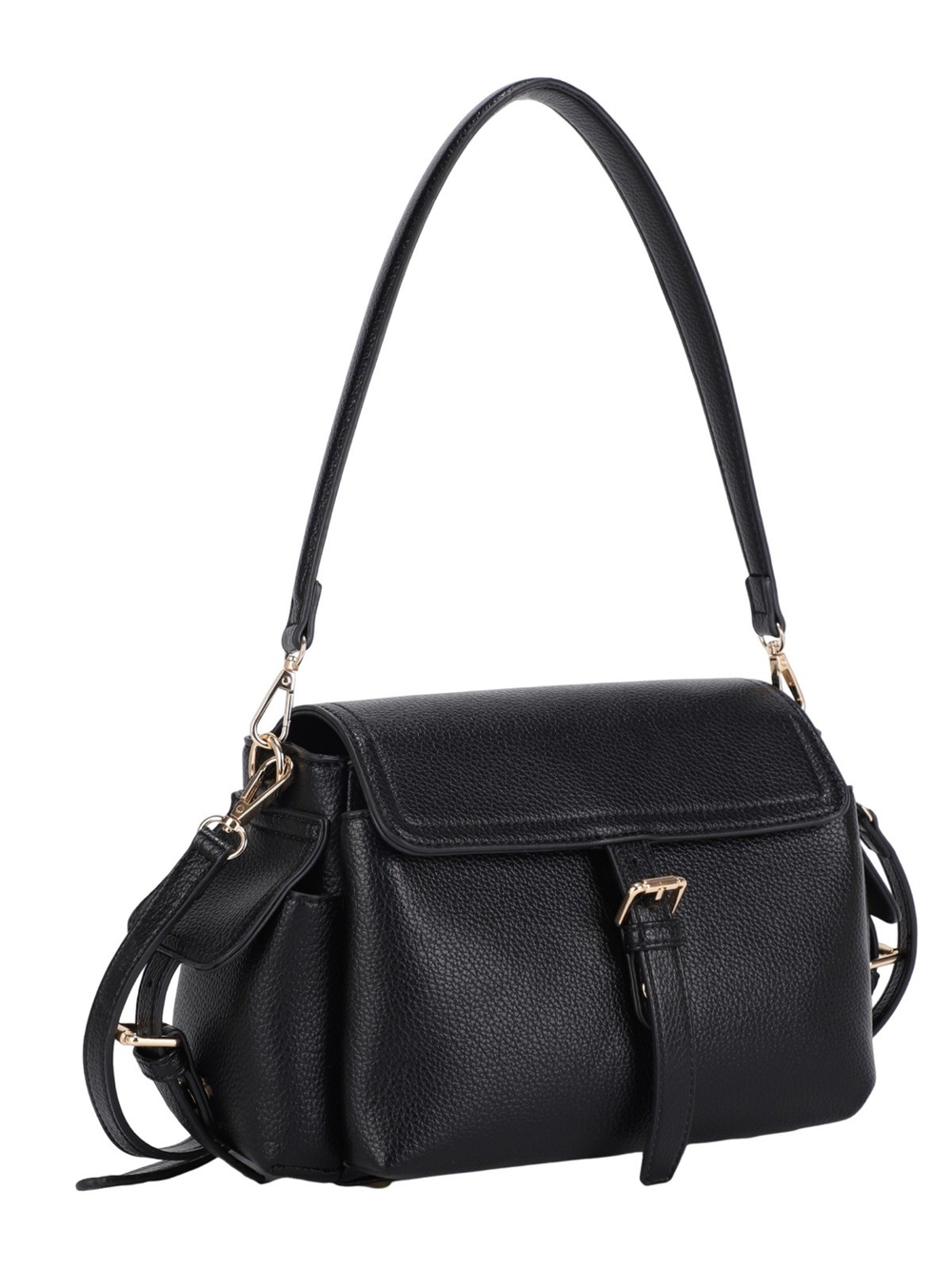 Classic Black Shoulder Bag with Gold Hardware